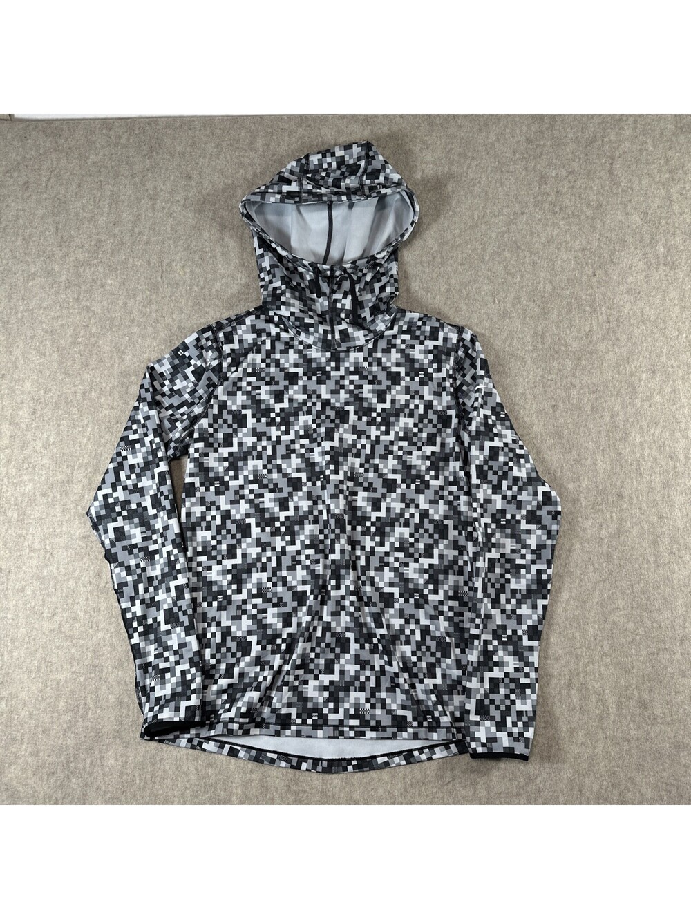 Nike Womens Pro Dri-FIT Hoodie XL Black White Digital Pixel Glitch 685217-010
